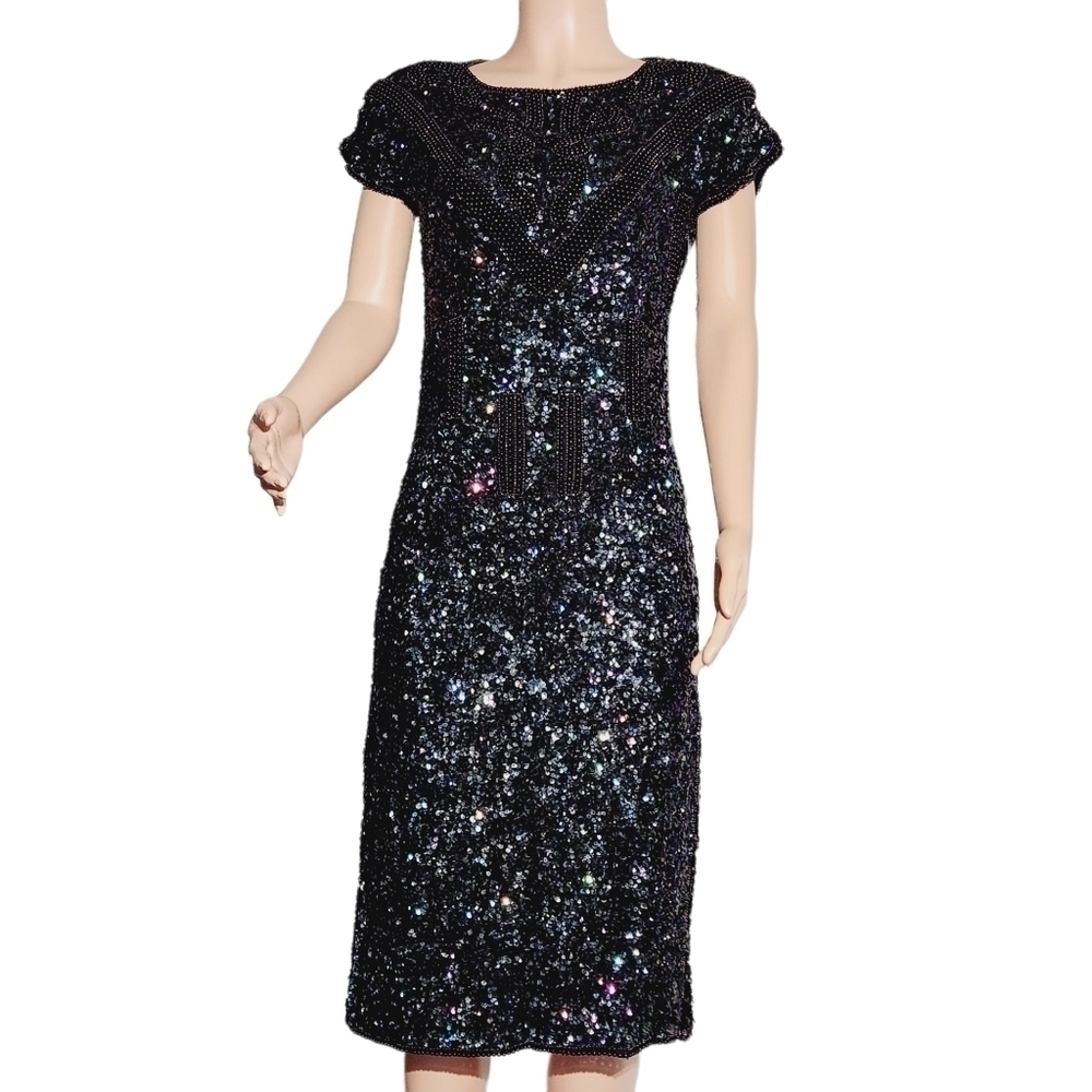 New Tan-Choo Beaded Sequin Dress w/ Stunning Design - Size S